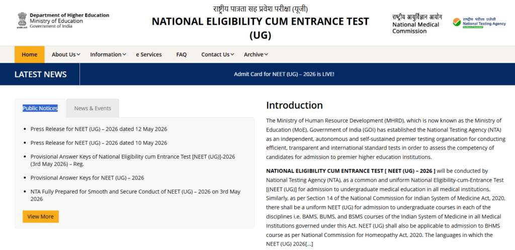 NTA NEET UG 2026